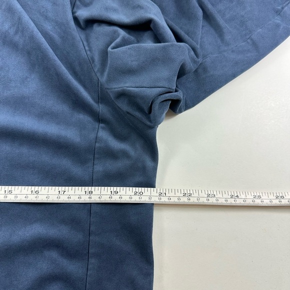 LOFT Blue Washable Suede Open Front Drape Jacket Size 14 Lightweight - Picture 6 of 9